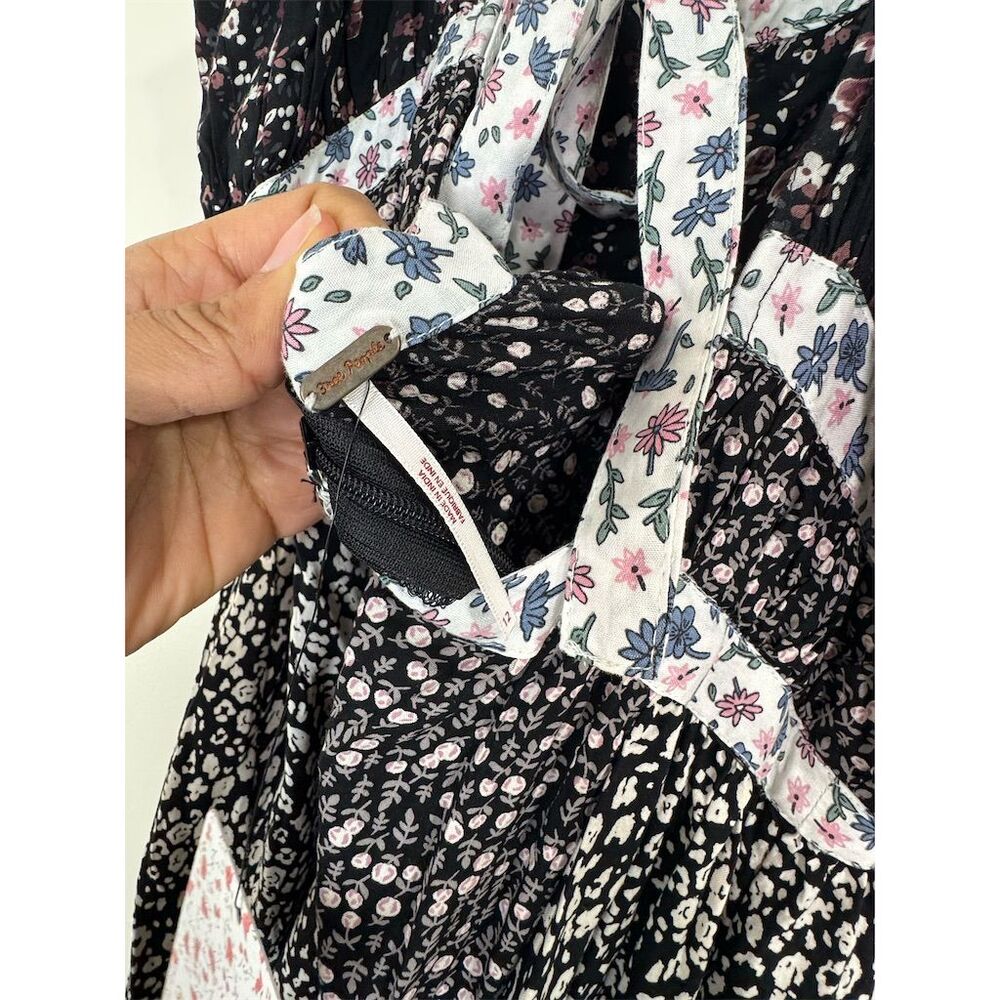 Free People Yesica Floral Ruffle-Trim Maxi Dress Black Size 12 - Picture 8 of 10